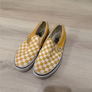 Vans Kids Yellow and White Checkered Sneakers